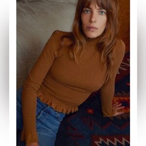 NATION LTD Emmy Smocked Turtleneck Large NWT